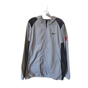 Nike Men's Gray and Black Hooded Windbreaker